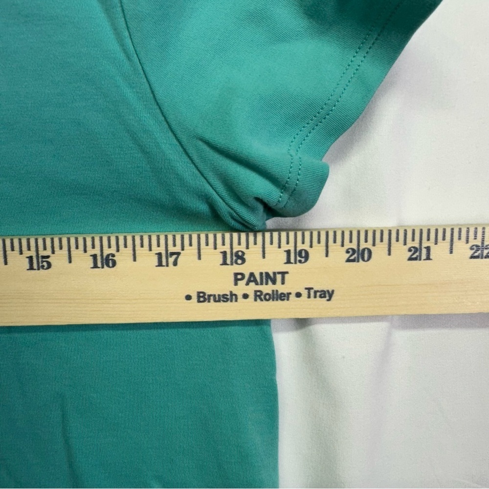 Isaac Mizrahi Live Essentials Teal V-Neck Short Sleeve Top Size S - Picture 6 of 7